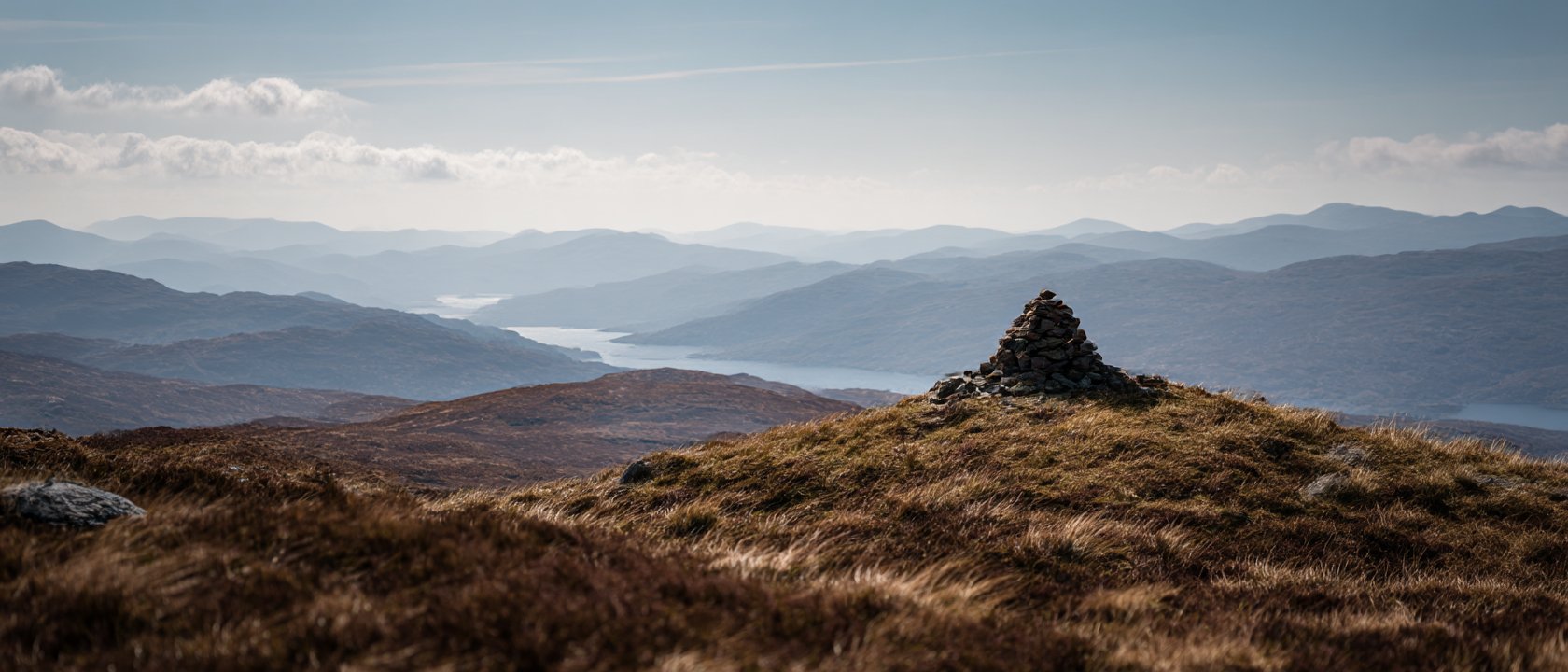 Stone cairn on a Scottish hilltop